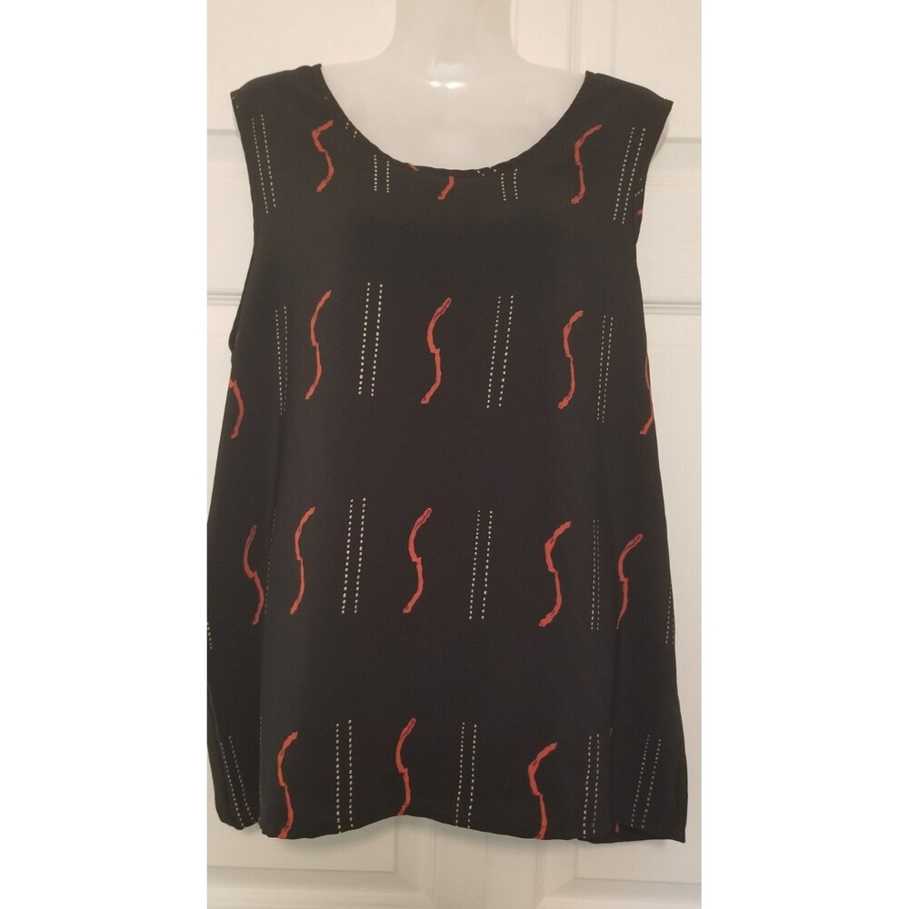 Milano Woman Top Shirt Geometric Sleeveless Black Round Neck Size 1X